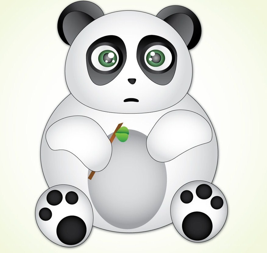 cartoon panda holding bamboo