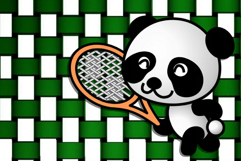 Cartoon Panda with Racket