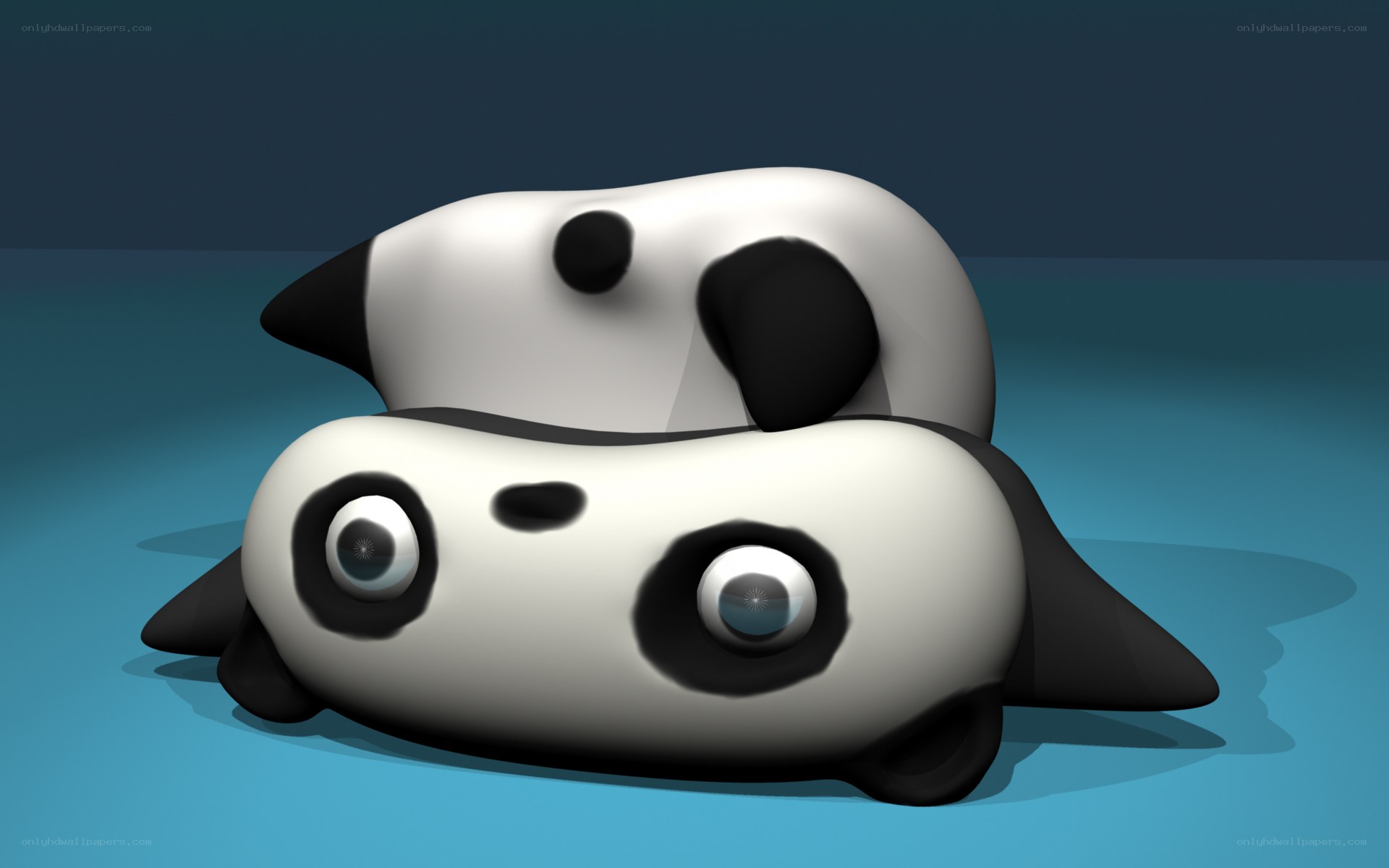 cartoon pandas stacked