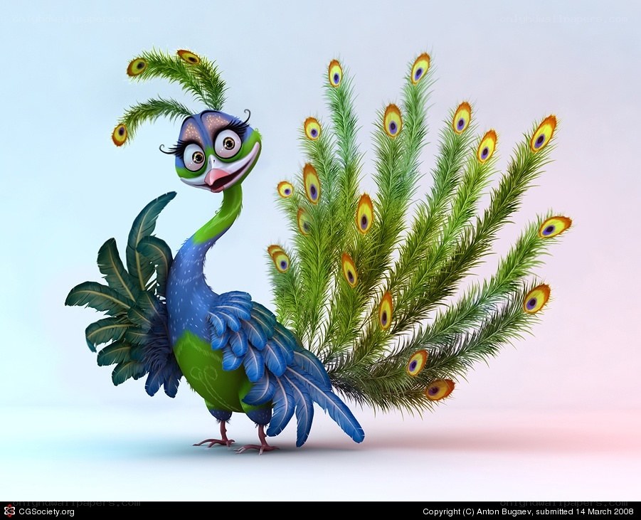 cartoon peacock character