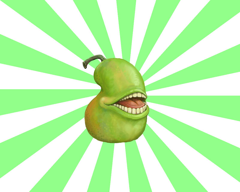 cartoon pear with mouth