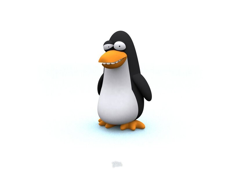 Cartoon Penguin — Black, Neutral, 3d Render