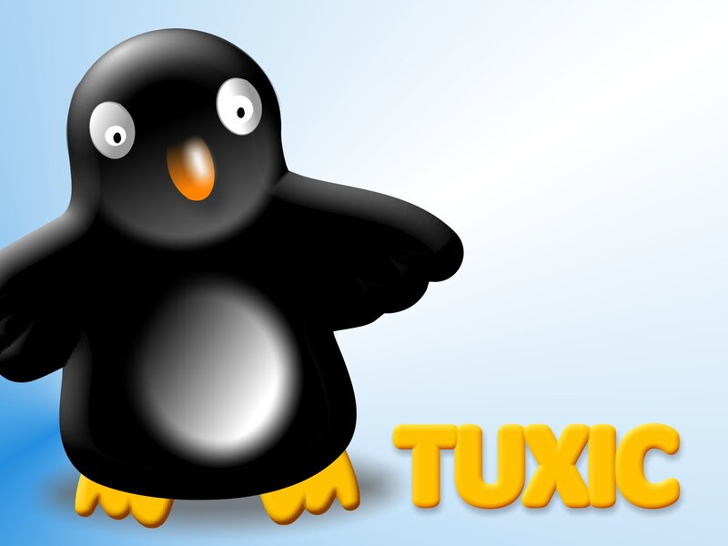 Cartoon Penguin Character — Black, Playful
