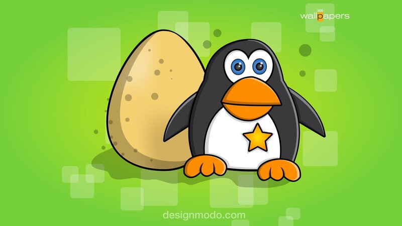 Cartoon Penguin with Egg