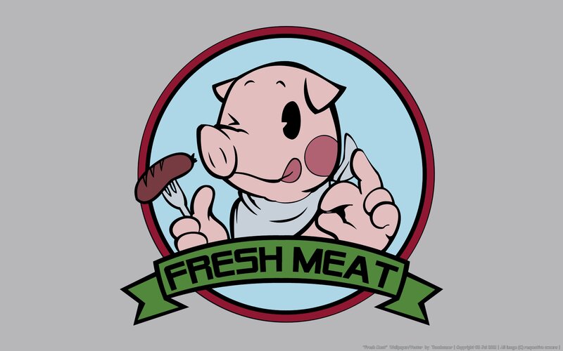 Cartoon Pig Eating Sausage