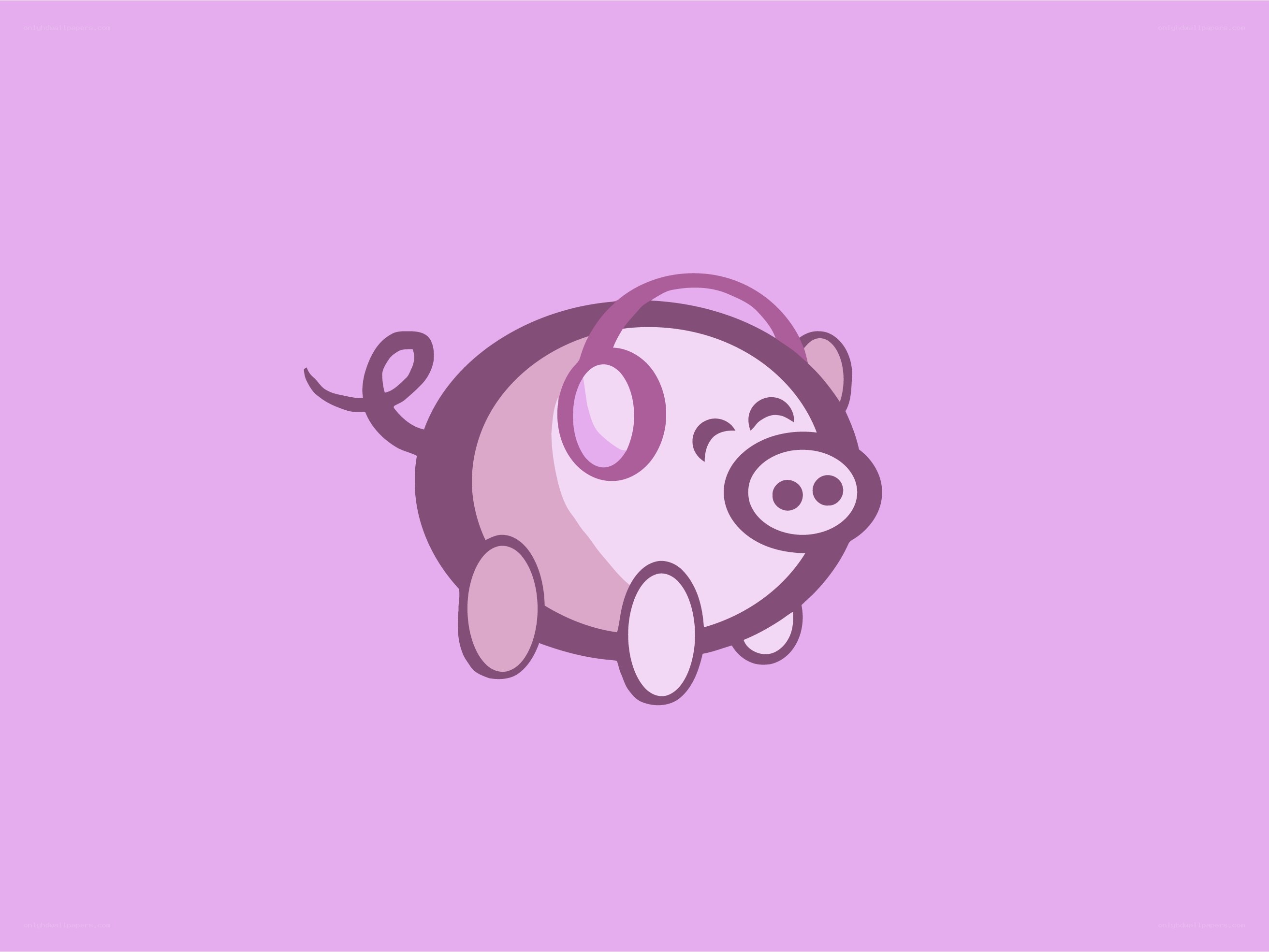 cartoon pig with headphones