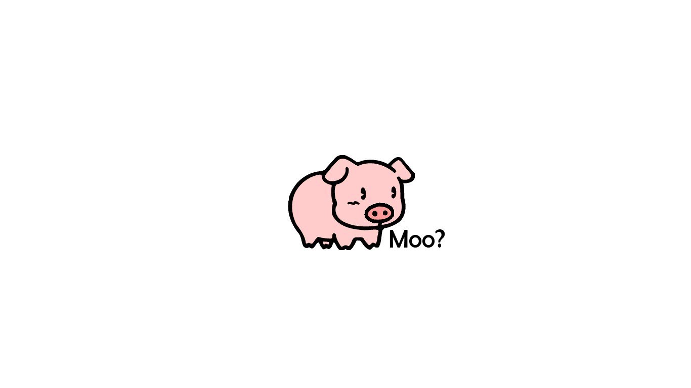 cartoon pig with moo text