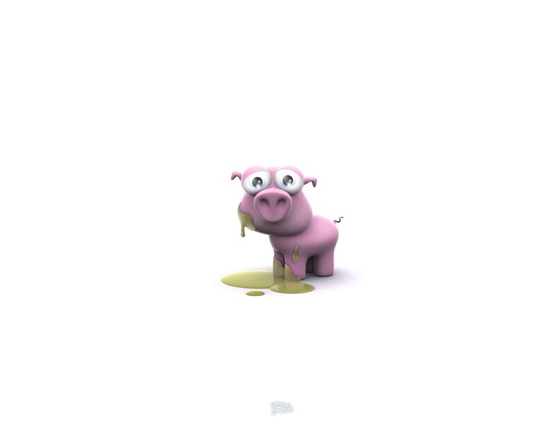 cartoon pig with mud
