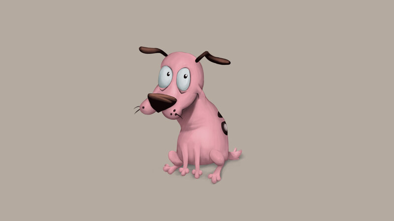 cartoon pink dog character