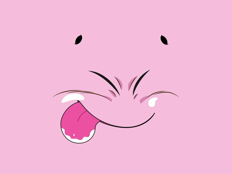 cartoon pink face with tongue out