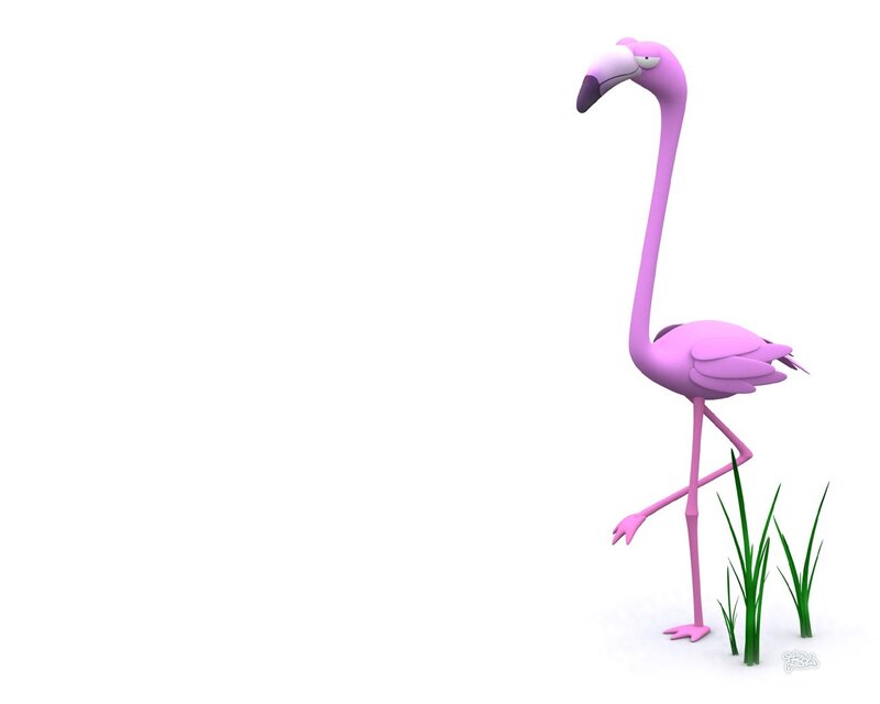 cartoon pink flamingo