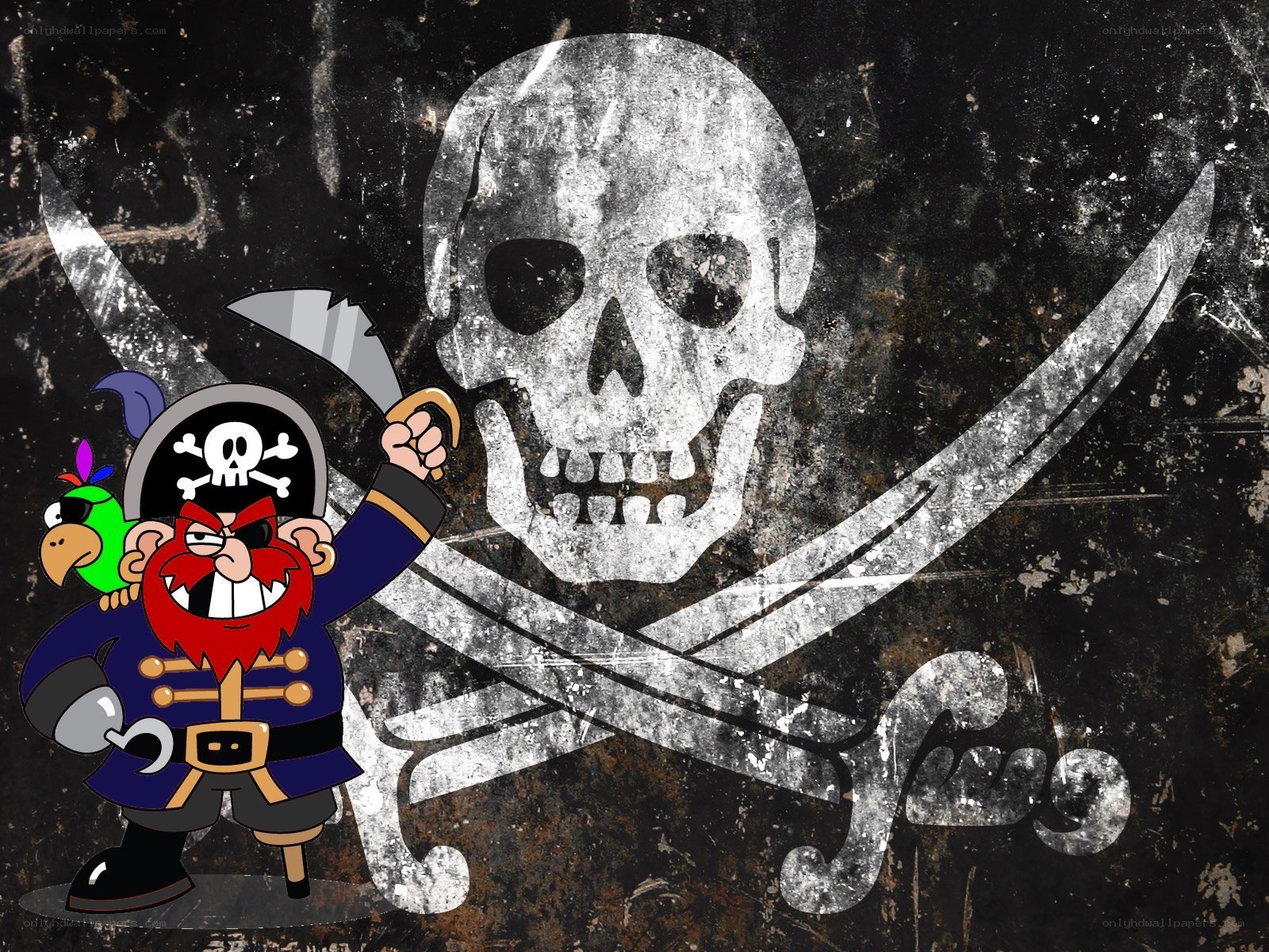 cartoon pirate with parrot