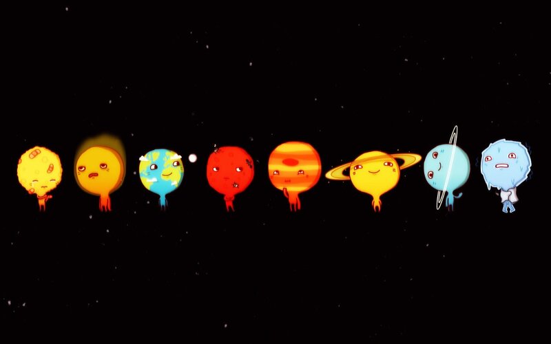 cartoon planets in space
