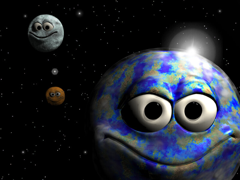 cartoon planets in space