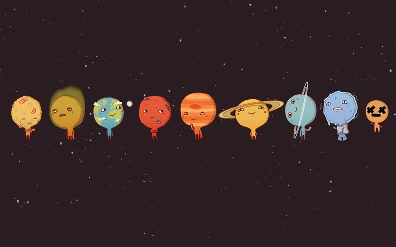 cartoon planets in space
