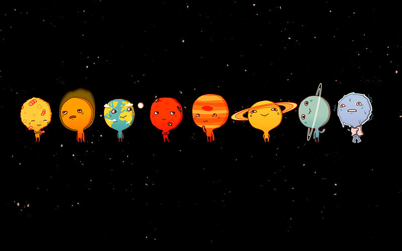 cartoon planets in space
