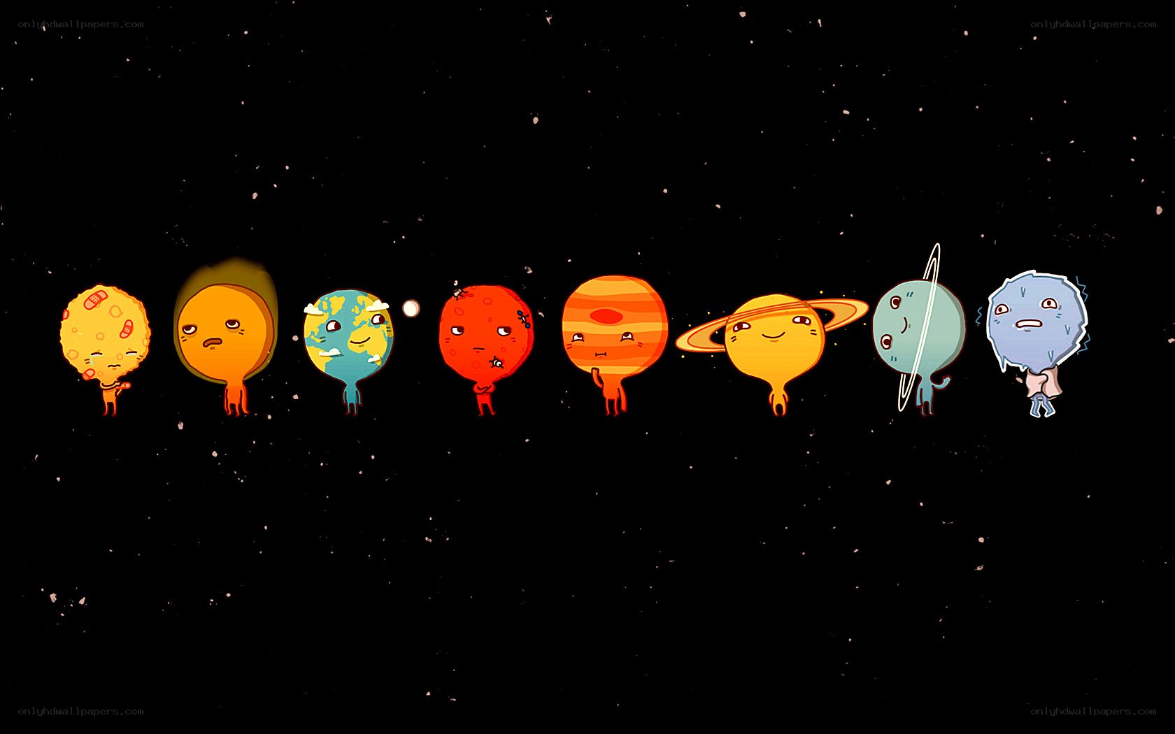cartoon planets in space