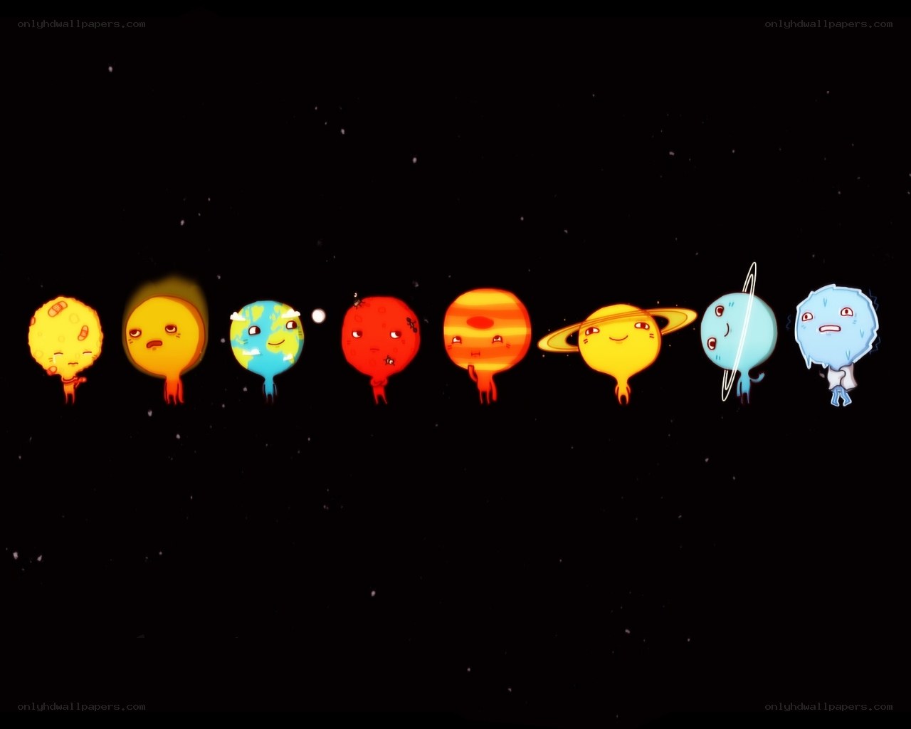Cartoon planets in space