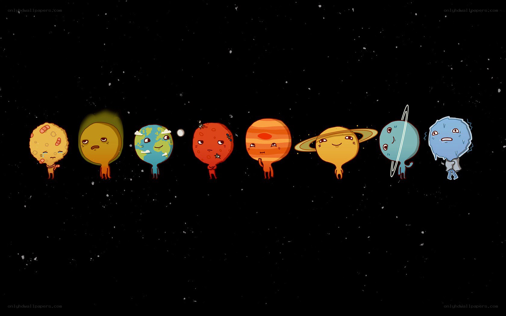 cartoon planets in space