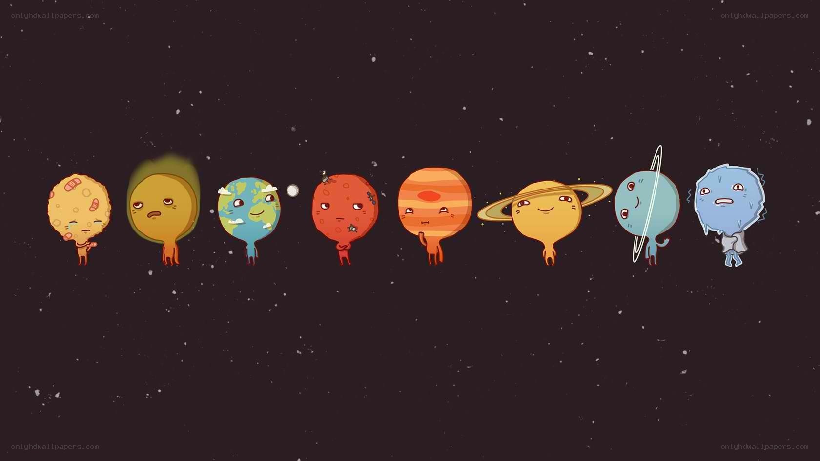 Cartoon planets in space