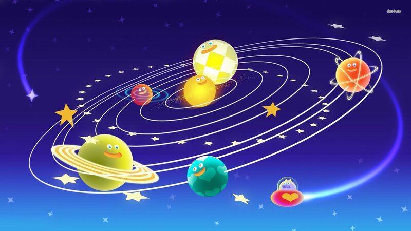 Cartoon Planets in Space — Blue