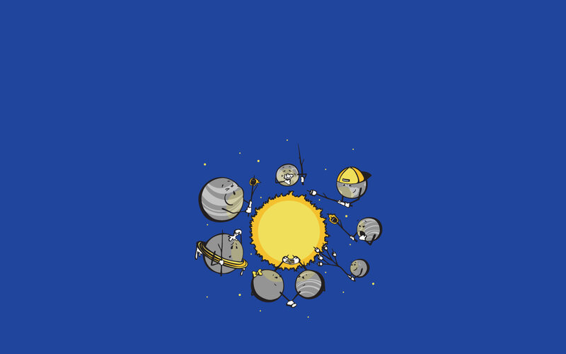 Cartoon Planets Orbiting Sun