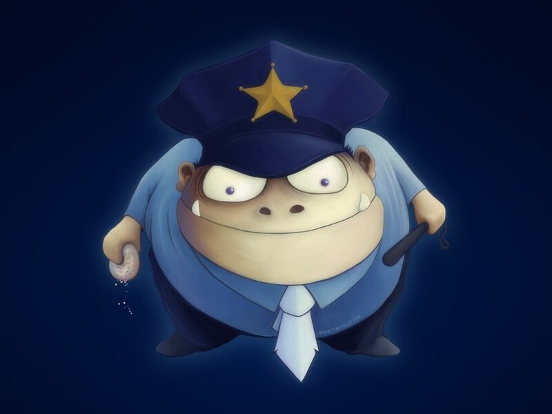 cartoon police officer with donut