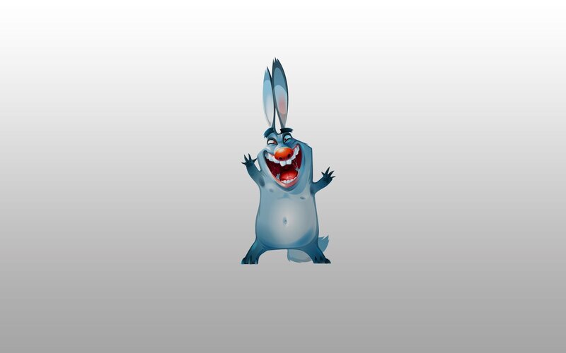 Cartoon Rabbit Character — Gray, Playful, Digital Art