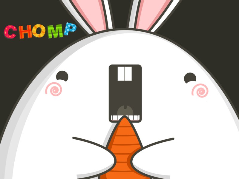 Cartoon Rabbit Eating Carrot — White