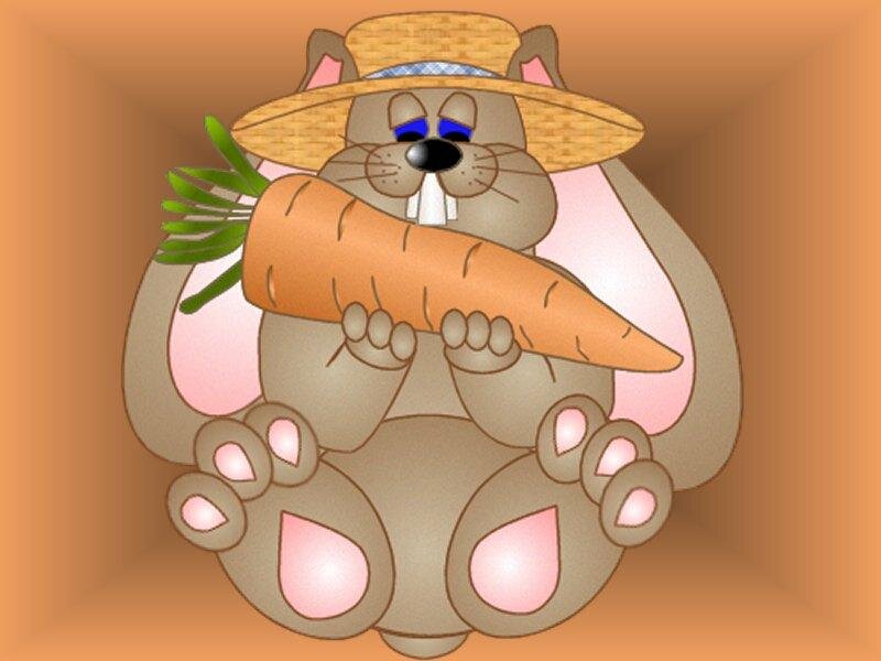 Cartoon Rabbit Holding Carrot