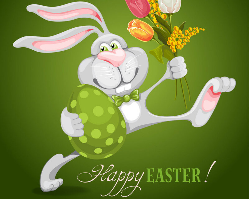 Cartoon Rabbit Holding Egg