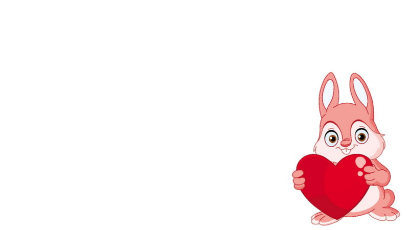 Cartoon Rabbit Holding Heart — Red