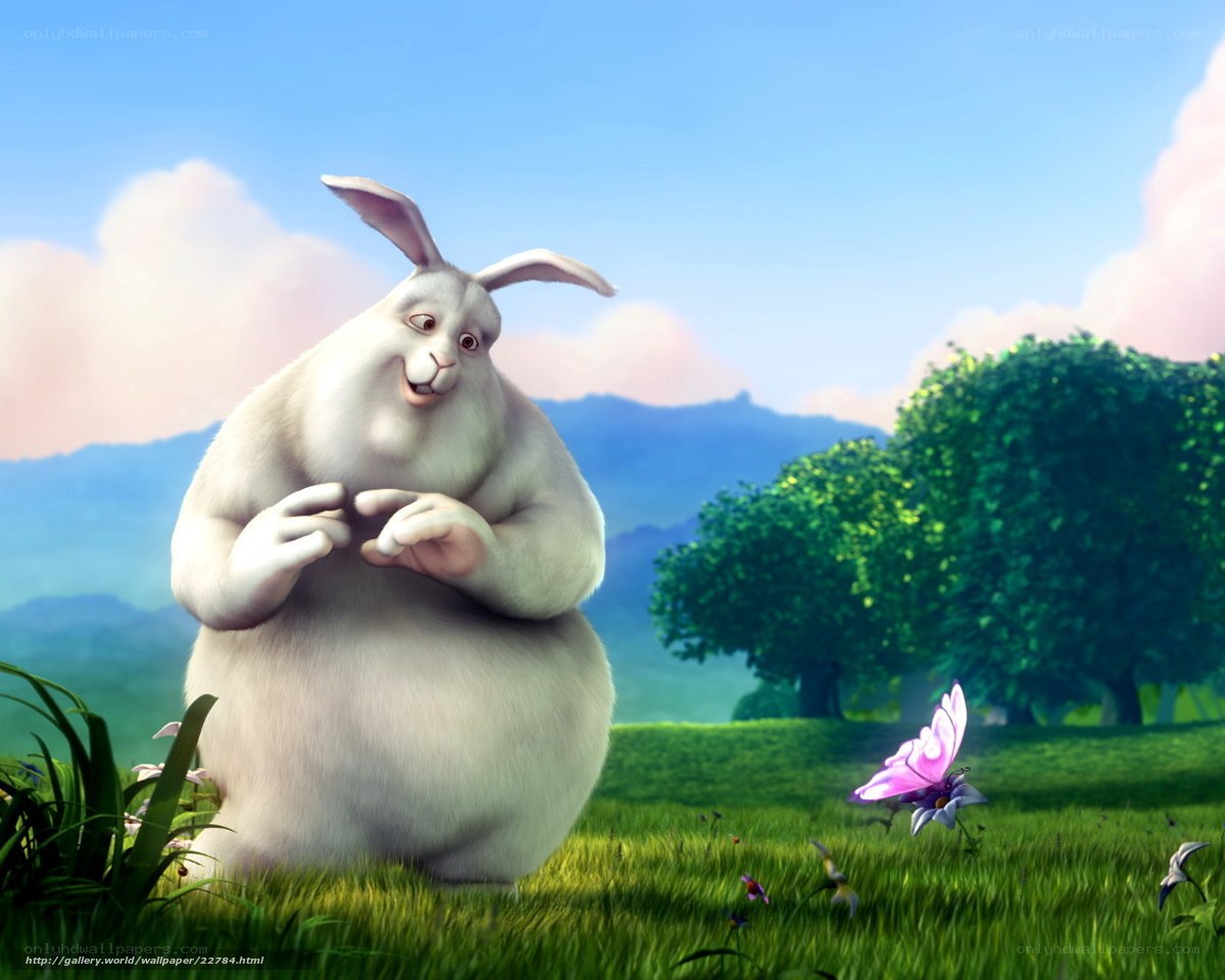 Cartoon rabbit in a field