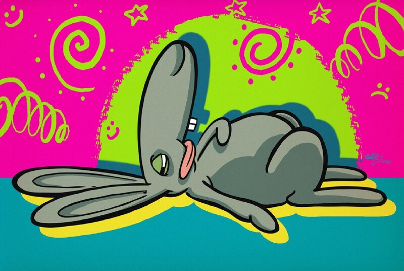 cartoon rabbit lying down