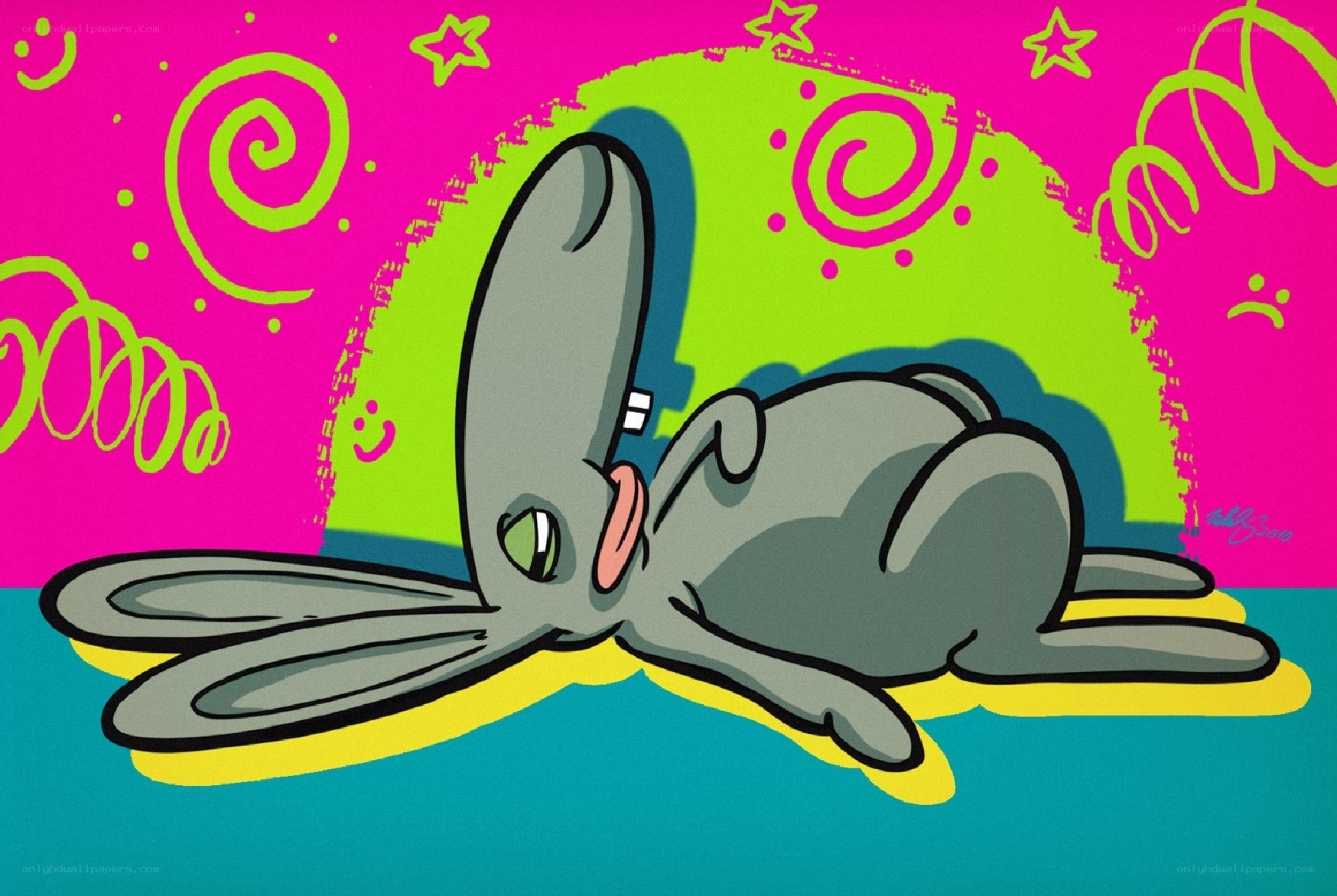 cartoon rabbit lying down