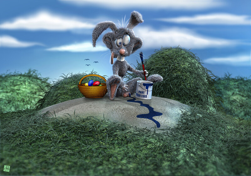 Cartoon Rabbit Painting