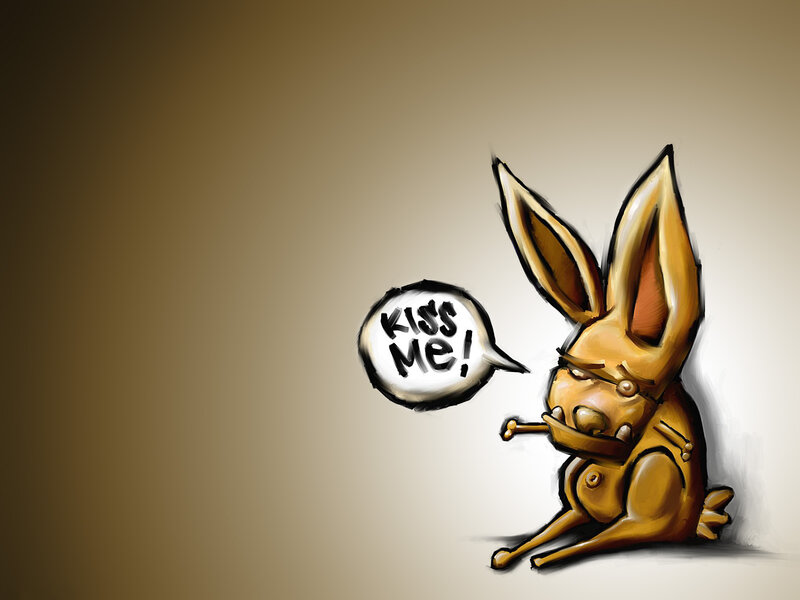 cartoon rabbit saying kiss me