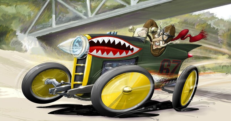 Cartoon Race Car Driver