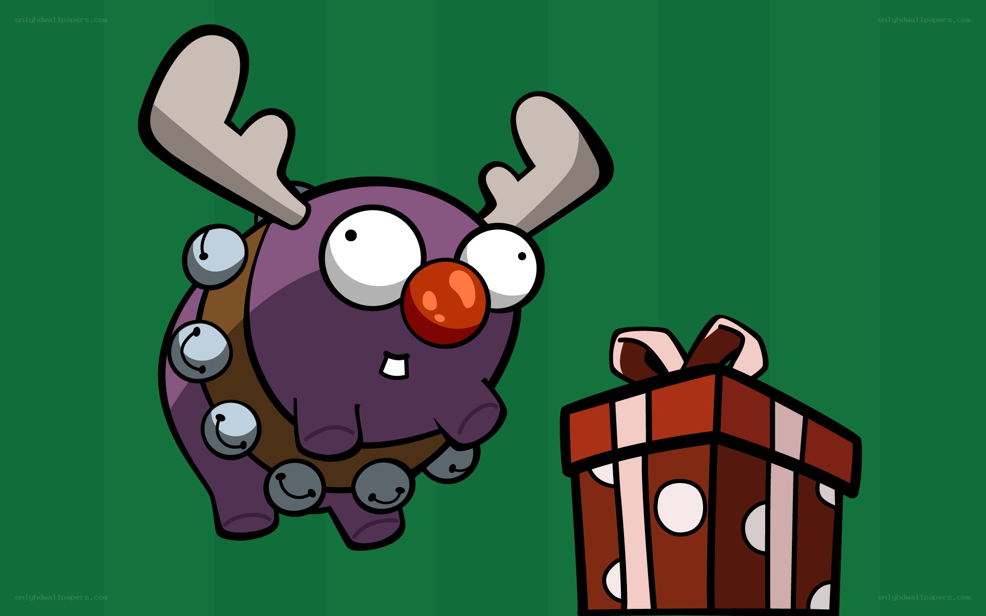 cartoon reindeer with gift