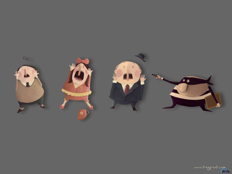 Cartoon robbery scene