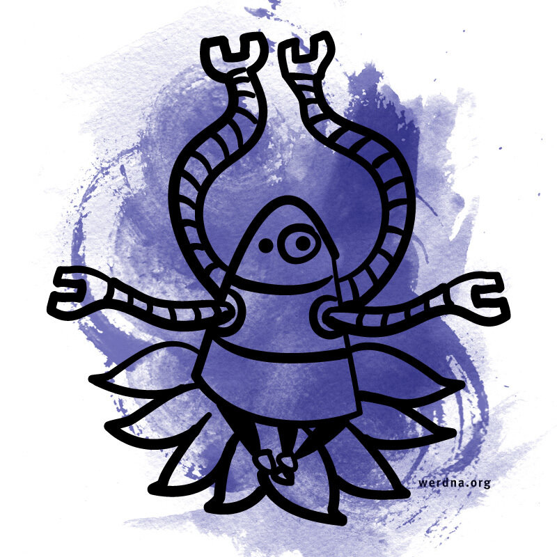 cartoon robot with tentacles