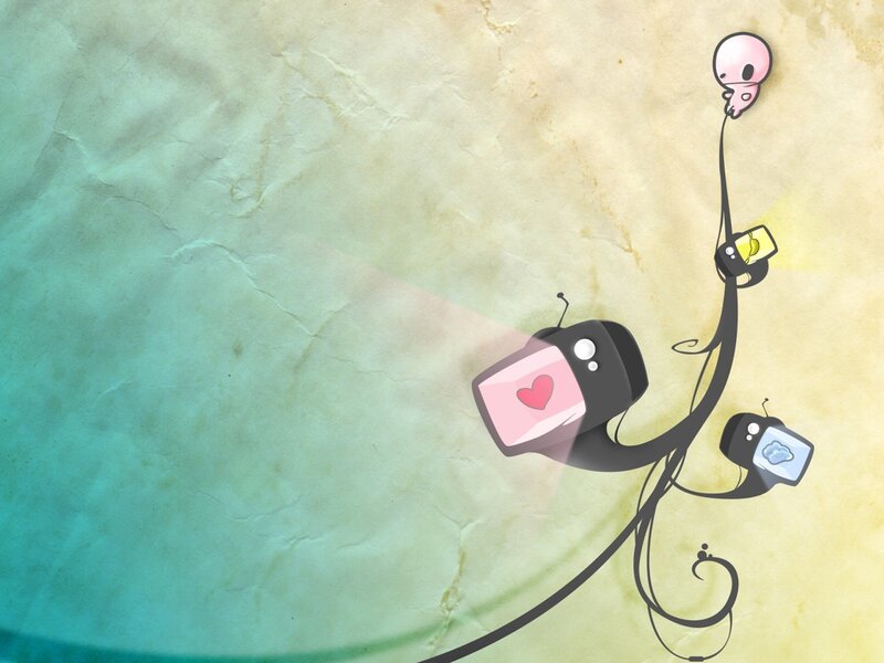 cartoon robots with heart and cloud