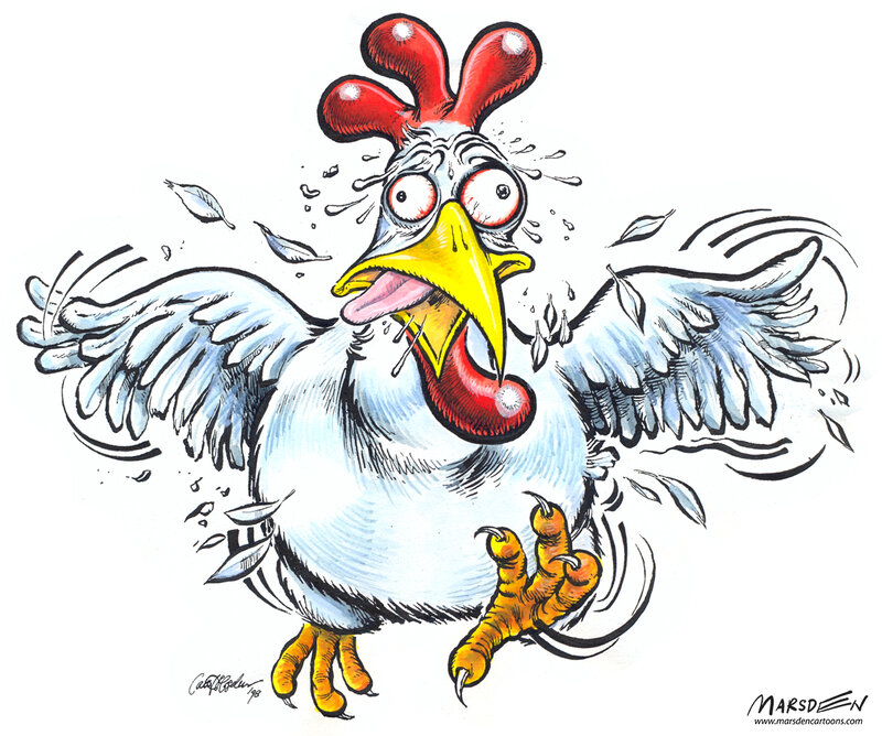 Cartoon Rooster — White