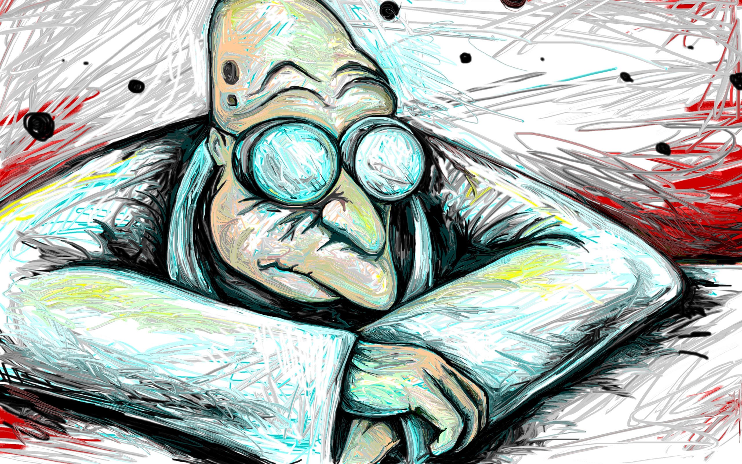cartoon scientist with glasses