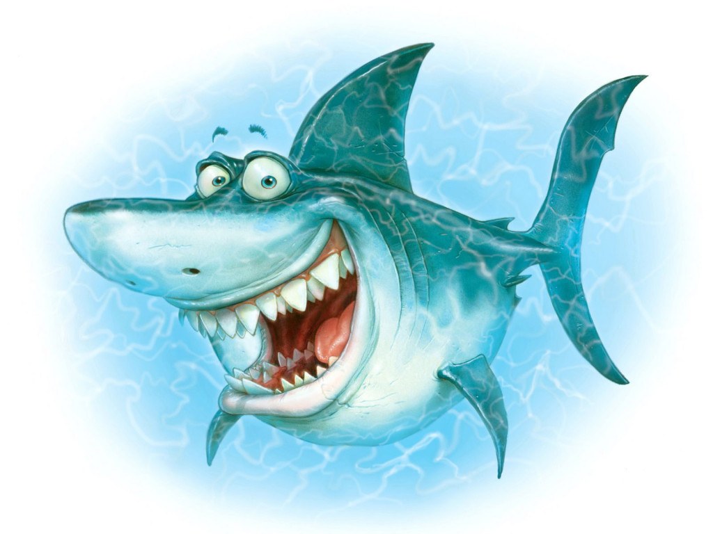 cartoon shark with big smile