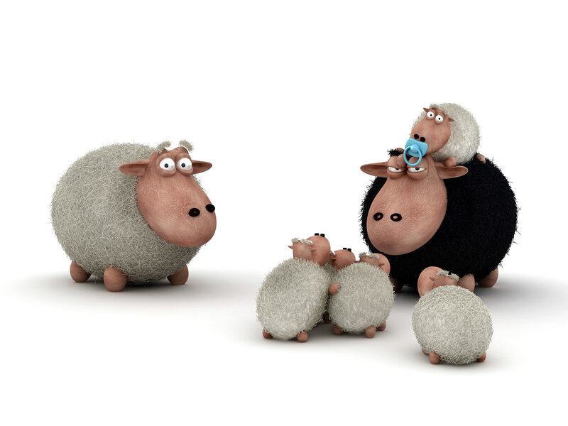 cartoon sheep family