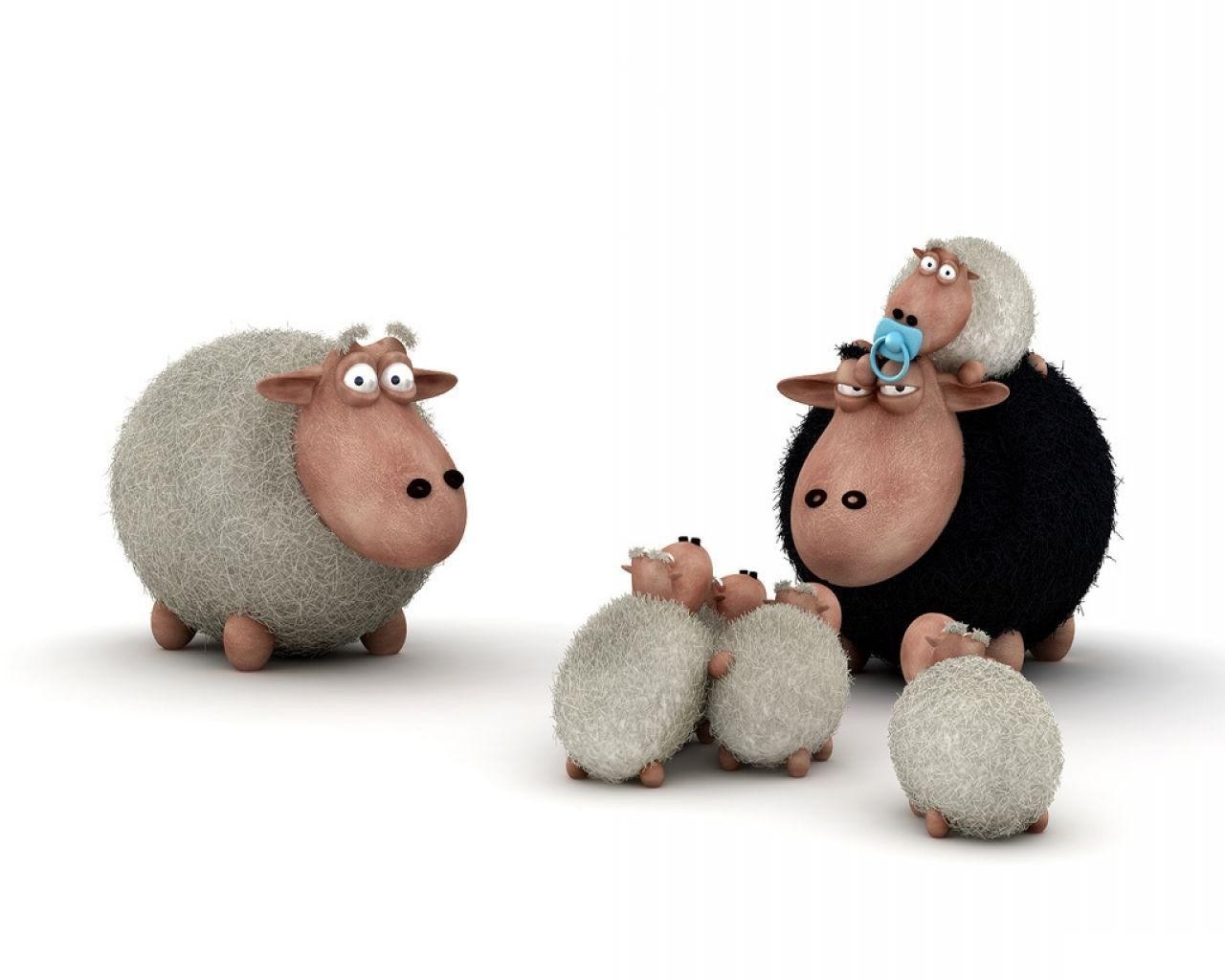 cartoon sheep family