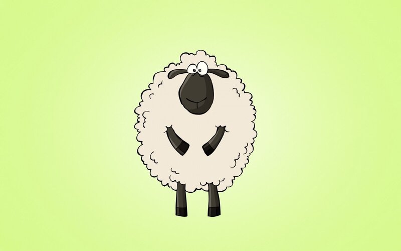 Cartoon Sheep — Light Green, Neutral, Illustration