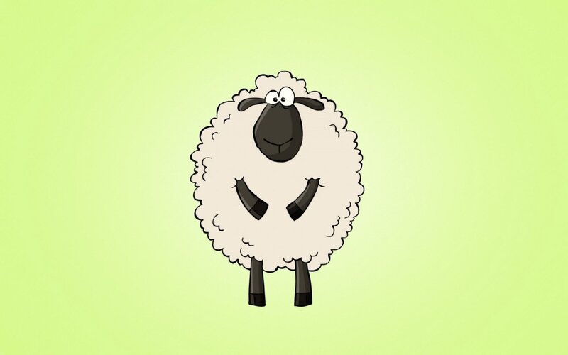 Cartoon Sheep — Light Green