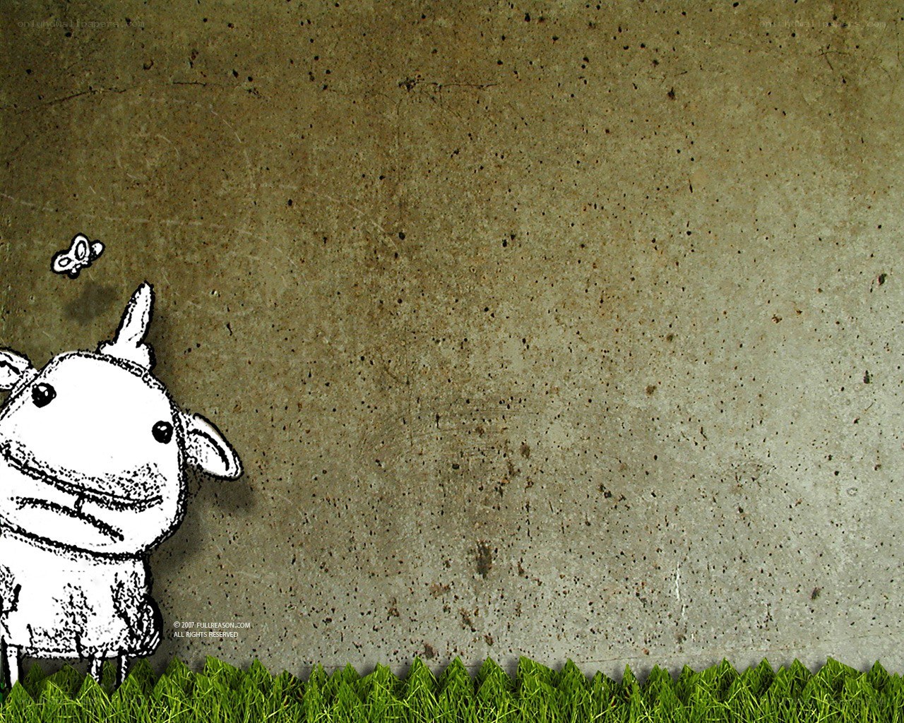 cartoon sheep on concrete